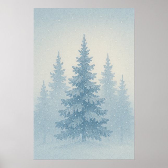 2. Winter, Mattierte Pinien, saisonale Printwerbun Poster (Vorne)