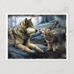 2 Wölfe Postkarte