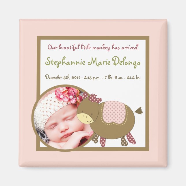 2"x2" Ankündigung Magnet Abbys Farm Pink Girly (Vorne)