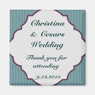 2"x2" Ankündigung Magnet Aquamarin Blue Damask Str