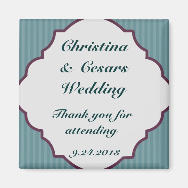 2"x2" Ankündigung Magnet Aquamarin Blue Damask Str (Vorne)
