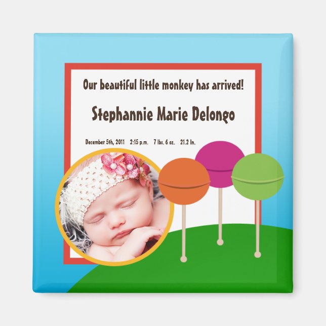 2"x2" Ankündigung Magnet Candy Land Ice Creme (Vorne)