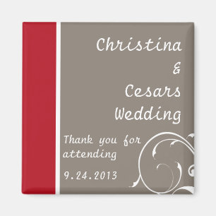 2"x2" Ankündigung Magnet Crimson Red Gray Bg Whit