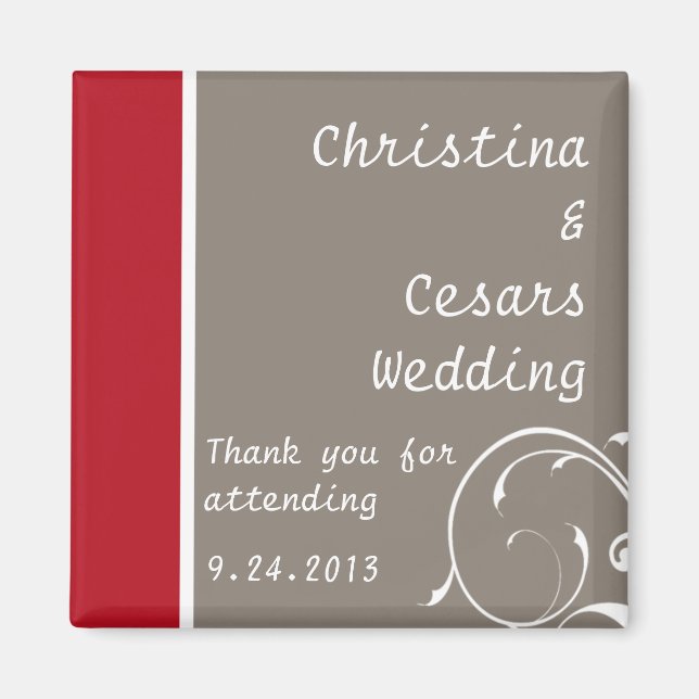 2"x2" Ankündigung Magnet Crimson Red Gray Bg Whit (Vorne)