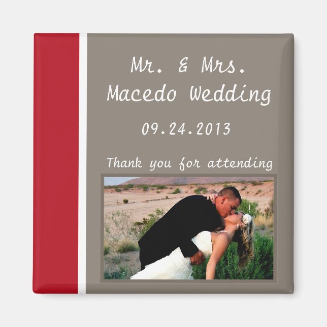 2"x2" Ankündigung Magnet Crimson Red/Gray Bg Whit (Vorne)