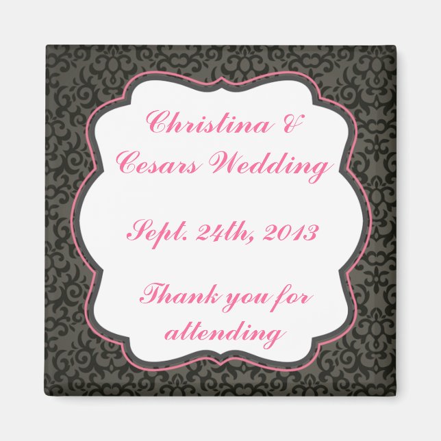 2"x2"-Ankündigung Magnet Damaskus/Streifen rosa Ke (Vorne)