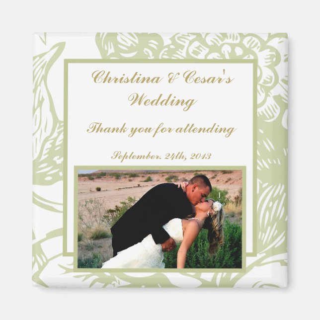 2"x2" Ankündigung Magnet Green Gerbera Daisy Flow (Vorne)