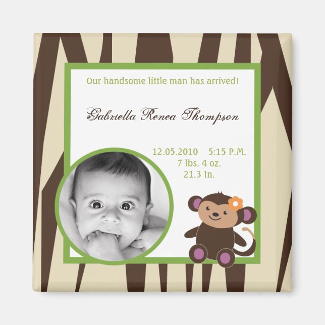 2"x2" Ankündigung Magnet Jacana Lila Tiere (Vorne)