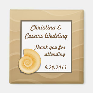 2"x2" Ankündigung Magnet Muscheln auf Sandstrand