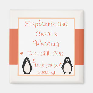 2"x2" Ankündigung Magnet Pinguin Liebe/Herz