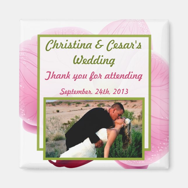 2"x2" Ankündigung Magnet Pink Orchid Long Steam Fl (Vorne)