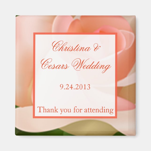 2"x2"-Ankündigung Magnet Pink/Peach-Rose mit Lea (Vorne)