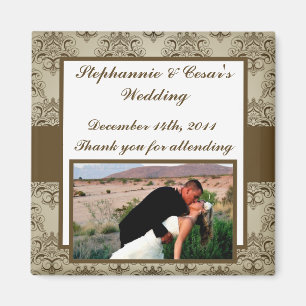 2"x2" Ankündigung Magnet Tanish Brown Damask