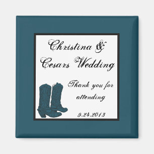 2"x2" Ankündigung Magnet Western Blue Cowboy Boot
