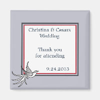 2"x2" Ankündigung Magnet White Dove Red Blue BG R