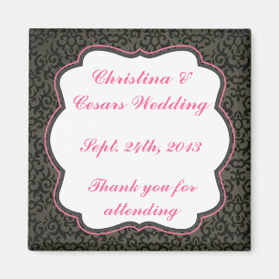 2"x2" Ankündigungsmagnet Damast/Streifen Rosa Kräh Magnet