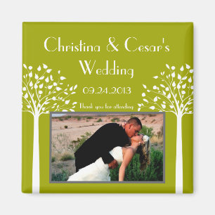 2"x2" Ankündigungsmagnet Moderne grüne Bäume weiß Magnet