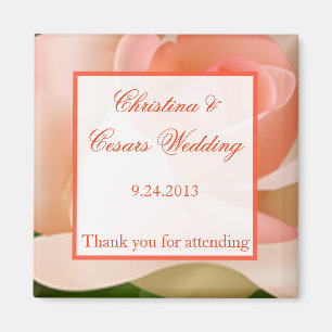 2"x2" Ankündigungsmagnet Rosa/Pfirsich-Rose mit Le Magnet