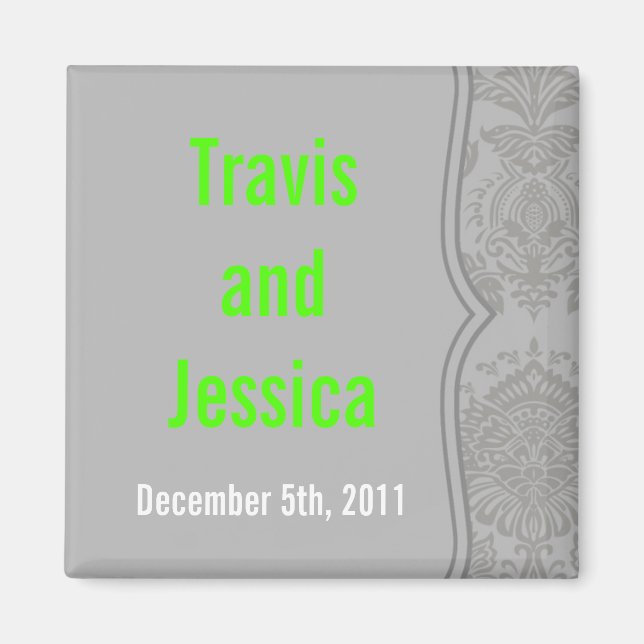 2"x2" Bevorzugen Magnet Modernes Grau Damask Spitz (Vorne)