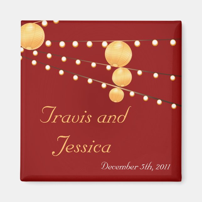 2"x2" Bevorzugen Sie Magnet Paper Lanterns auf Rot (Vorne)