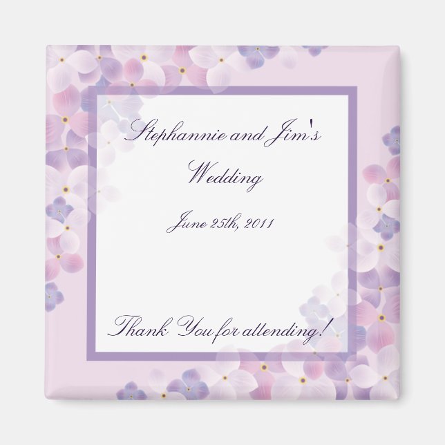 2"x2" Bevorzugen von Magnet Lila Hydrangea (Vorne)