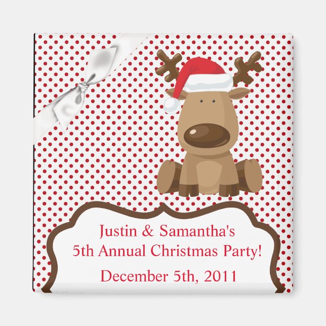 2"x2" Bevorzugung Magnet Reindeer Weihnachten XMAS (Vorne)