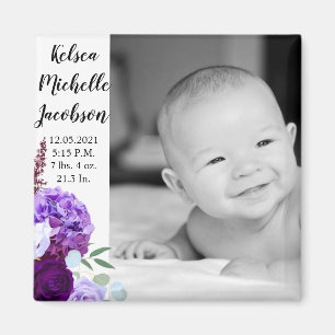 2"x2" Geburtshinweis Magnet Lavender Hibiskus