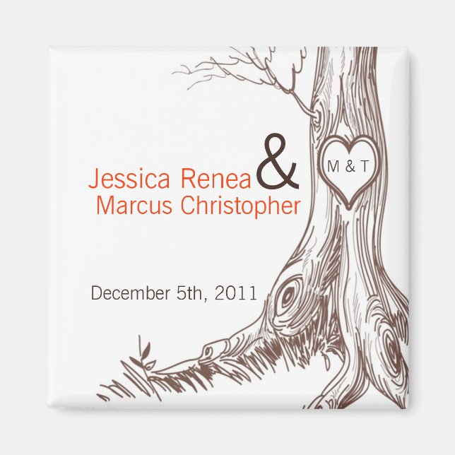 2"x2" Gefallen Magnet Fall Baum Erstmalige Carving (Vorne)