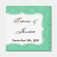 2"x2" Gefallen Magnet Minze White Damask Spitzen P