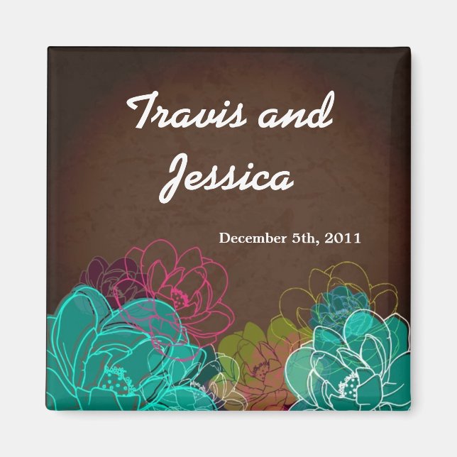 2"x2" Gefallen Magnet Neon Frühlingsflorale Blume  (Vorne)