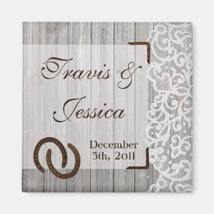 2"x2" Gefallen Magnet Pferdeschuhe auf Holz Spitze