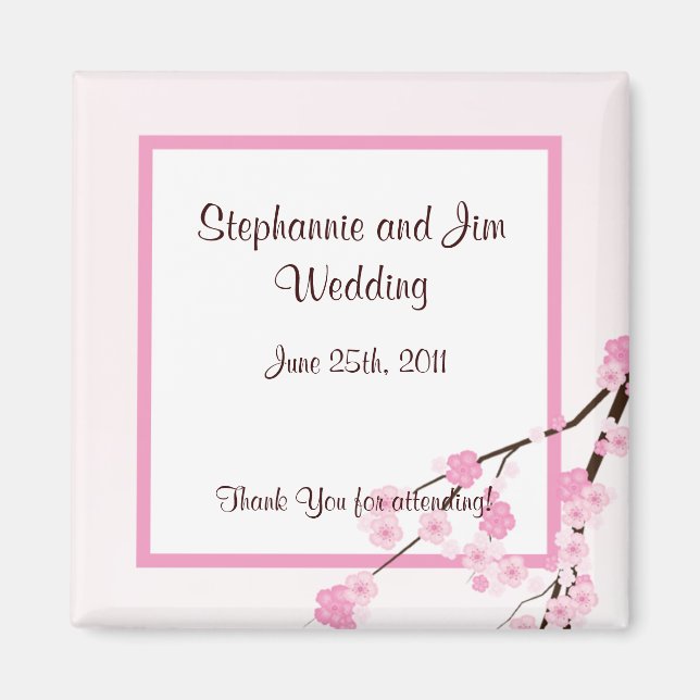 2"x2" Gefallen Magnet Pink Cherry Blossom (Vorne)