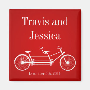 2"x2" Gefallen Magnet Whimsical Red Double Bike