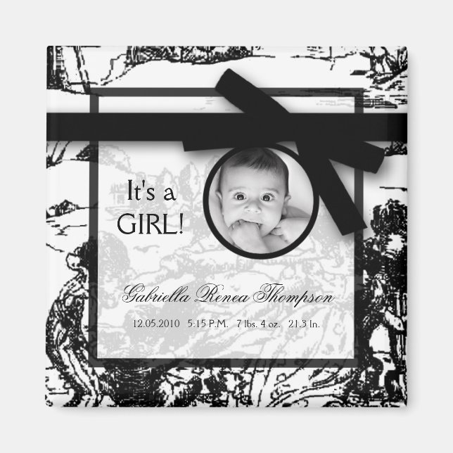 2"x2"-Magnet für Schwarz-weiße Toilverkleidung Magnet (Vorne)