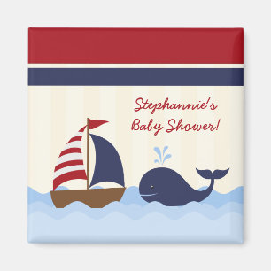 2"x2" Quadrat Ahoy Nautischer Wal Magnet Favorit