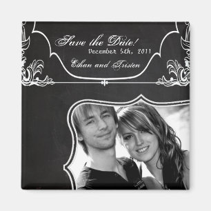 2"x2" Speichern Sie das Date Magnet Modernes Chalk