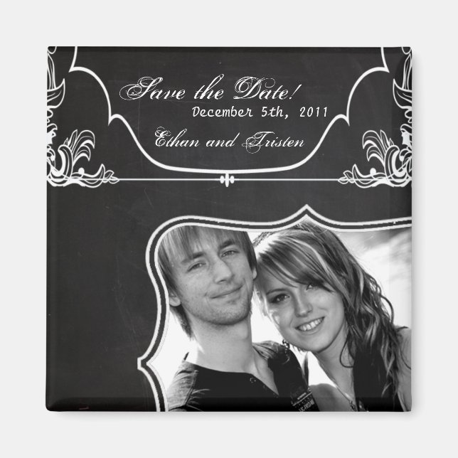 2"x2" Speichern Sie das Date Magnet Modernes Chalk (Vorne)