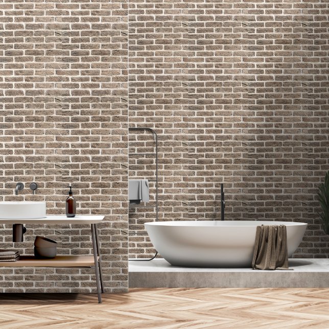 2' x 12' Brick Patterned Textured Vinyl  Tapete (Badezimmer)