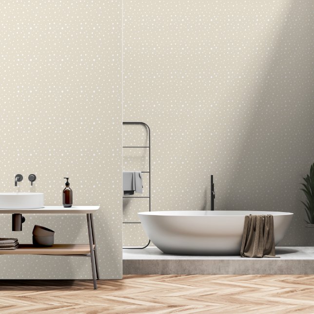 2' x 12' Elfenbeinpolka Smooth Vinyl Tapete (Badezimmer)