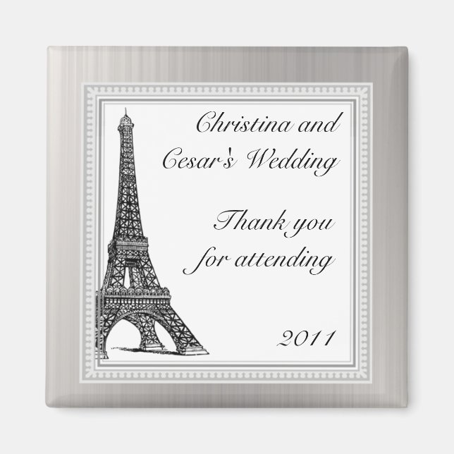 2"x 2" Ankündigung Magnet Black Eiffel Tower (Vorne)