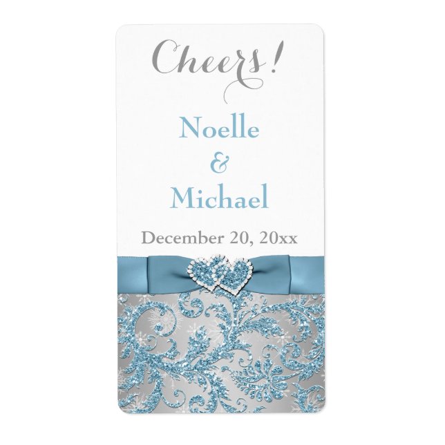 2" x 3,75" Winterwonderland Hochzeitsweinlabel (Vorne)