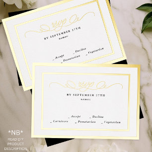 2 X DIY Gold RSVP & Rahmen Formale Hochzeitsantwor Folieneinladung