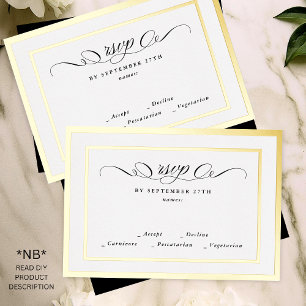 2 X RSVP DIY formale Goldrahmen-Hochzeitsantwort Folieneinladung