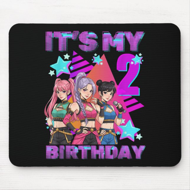 2 Years Old Birthday K P Kids 2nd Birthday Girls K Mousepad (Vorne)
