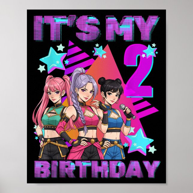 2 Years Old Birthday K P Kids 2nd Birthday Girls K Poster (Vorne)