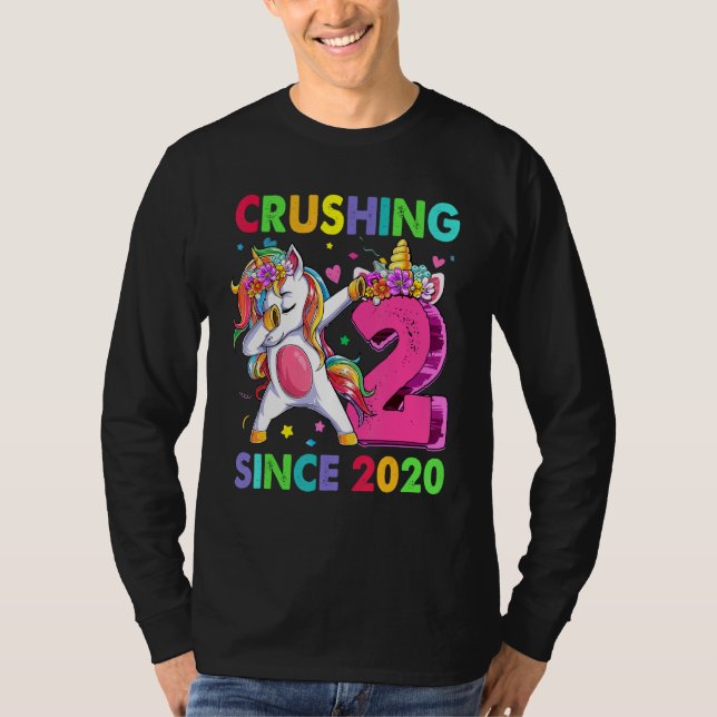 2 Zerkleinerung seit 2020 Dabbing Unicorn 2. Gebur T-Shirt (Vorderseite)
