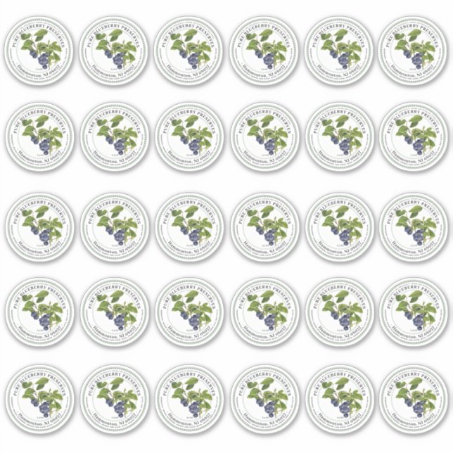 2 Zoll Regular Mason Jar Lid Vinyl Blueberry Jelly Aufkleber (Vorderseite)