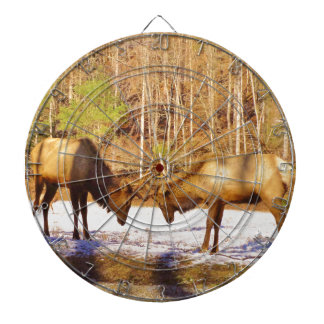2~ zwei Bull Elk im Schnee Dartscheibe