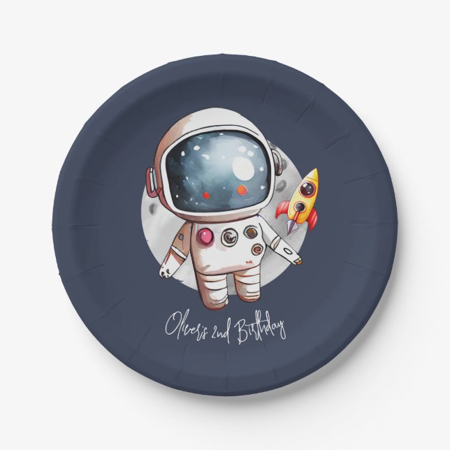 2. Zwei zum Mond Geburtstag Pappteller (Vorderseite)