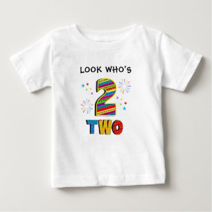 2 Zwei Zweite BIG Geburtstags-Spaß Feuerwerk Stern Baby T-shirt